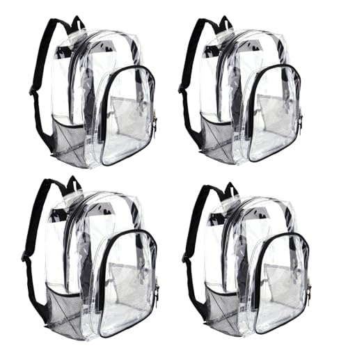 JOMPARO 12 Pack Clear Backpacks Heavy Duty PVC Clear Bookbags Large See Through Backpack for Kids for School