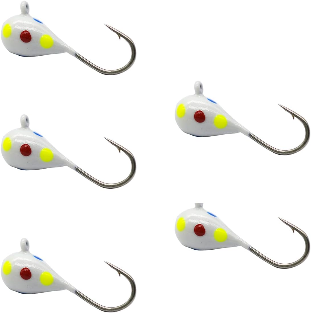 Tungsten Ice Fishing Jig Set Ice Fishing Lures, Max Sensitive Tungsten Tear Drop Ice Jig Head Hook for Panfish, Crappie, Walleye, Perch, Trout, Bluegill