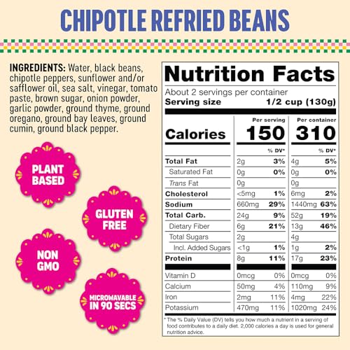Somos Chipotle Refried Black Beans, 10 Ounce - image 2