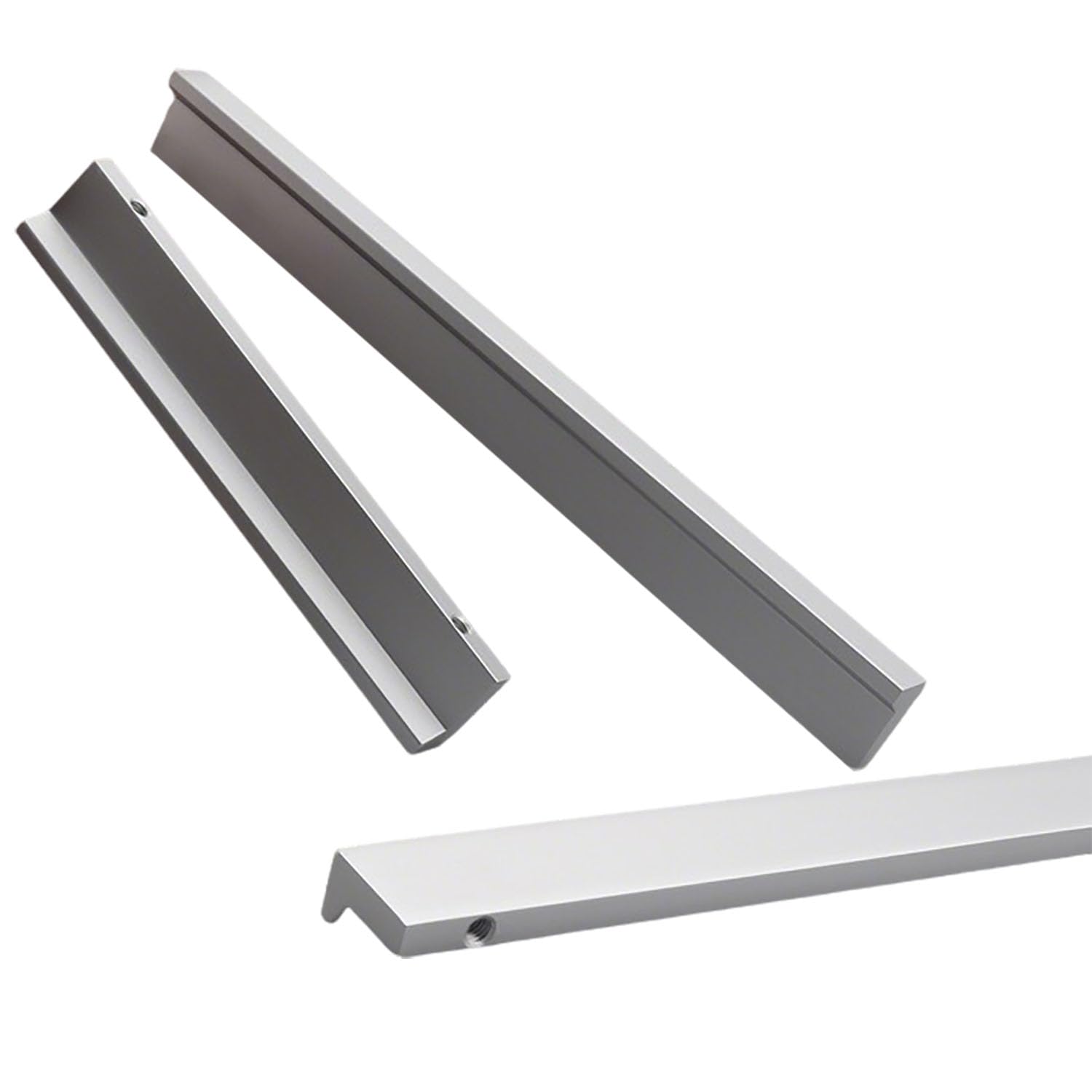 Poignées d'armoire de cuisine argentées en aluminium de 192mm pour placard moderne - lot de 5
