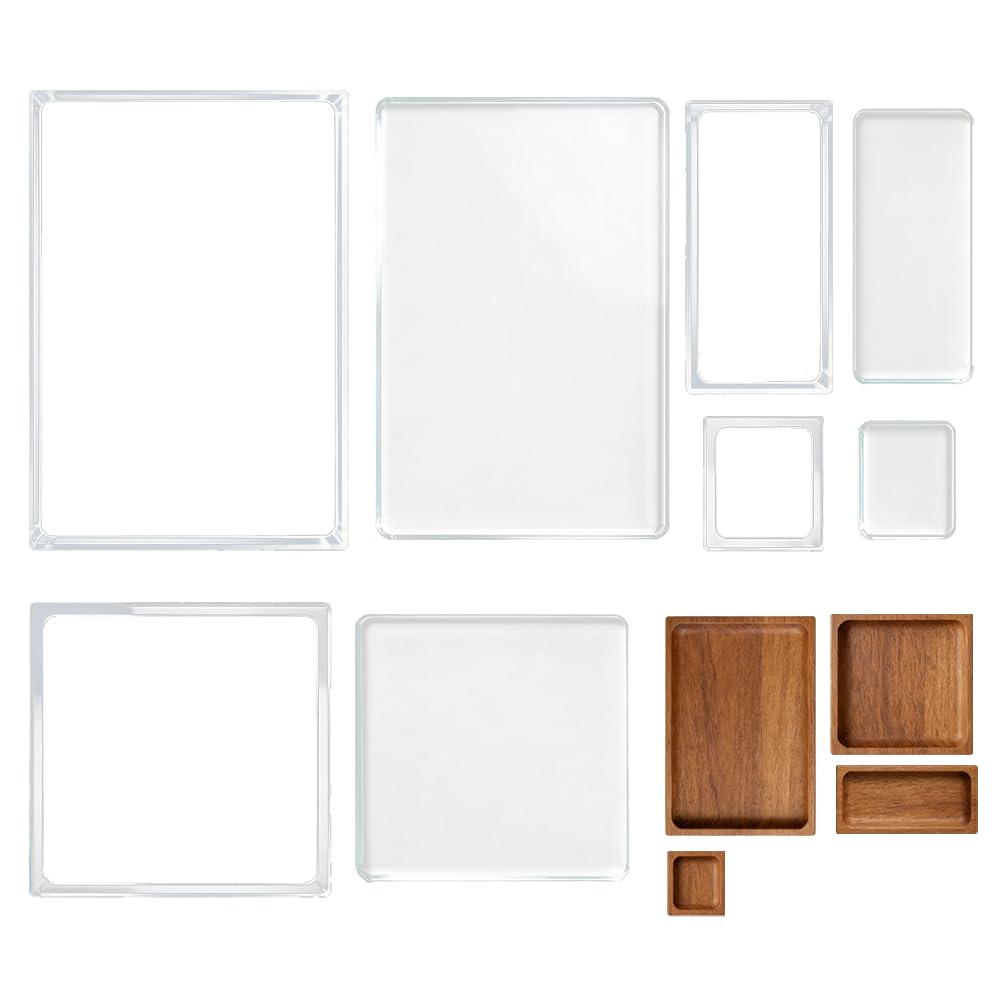 INFUNLY 4 Sizes Serving Tray Router Template 5mm Thick Rectangle Acrylic Router-Templates Valet Tray Clear Router Inlay Template Decorative Carving Acrylic Stencils for Woodworking DIY Crafts