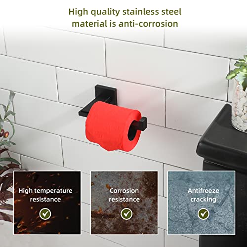 Image of KOKOSIRI Black Toilet Paper Holder for Bathroom Tissue Paper Dispenser Stainless Steel Toilet Roll Holder Hold Mega Rolls Wall Mounted, B2006BK