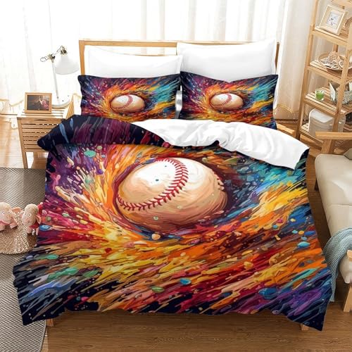Housse de couette 3D baseball pour lit simple 140x200 cm