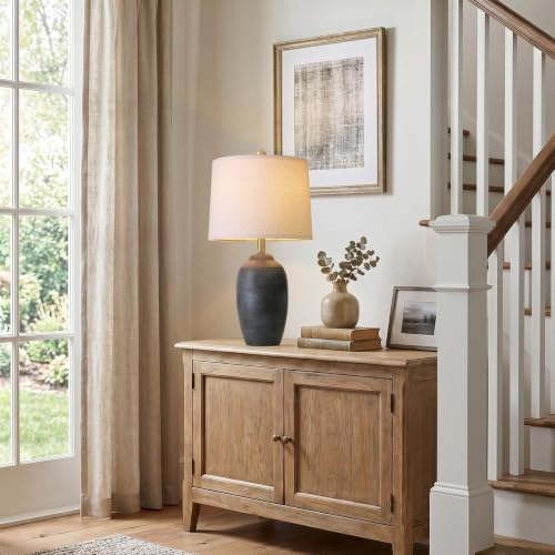 Image of 24.5 inch Vintage Ceramic Table Lamp for Living Room Black Single