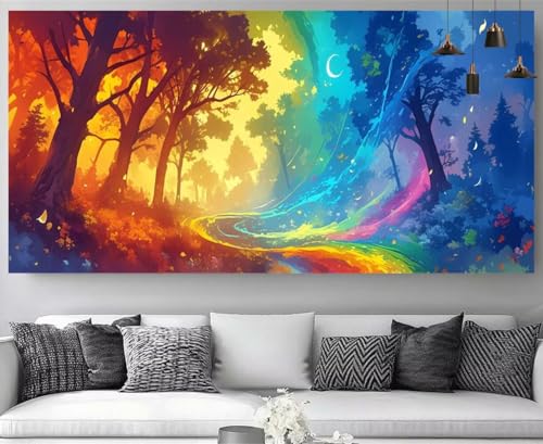 Diamond Painting XXL Forêt Abstraite : Kit de Broderie Diamant Complet 50x150cm Premium