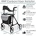 Vive Lightweight Rollator Walker with Seat - Carbon Fiber Frame for Seniors - Stand up Folding Mobility Aid - Height Adjustable, Brakes, Armrest & Storage Bag Accessory - Arrives Pre-Assembled