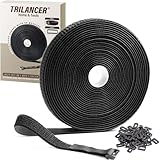 Trilancer 10m x 2cm 再利用可能なケーブル結束バンド、調整できる面ファスナーバンド+バックル50個付き、自由にカット、ワイヤ管理、配線の整理、ケーブルバンド、黒色