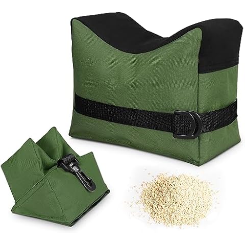 Twod Shooting Rest Bags,Filled Target Shooting Rests for Rifles Front & Rear Support Sandbags,Durable Bench Rest Bags for Sighting - Filled (Army Green) Cover
