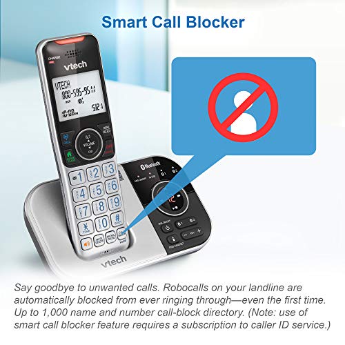 VTECH VS112-3 DECT 6.0 Bluetooth 3 Handset Cordless Phone for Home with Answering Machine, Call Blocking, Caller ID, Intercom and Connect to Cell (Silver 