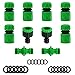 MZSM 28 Pezzi Raccordi Rapidi Set per Tuboper,Tubo da Giardino in plastica,con Attacco Rapido, Connettore 2 in 1 per Tubo Flessibile, Doppio Connettore Maschio, Rondella e Anelli di Ricambio (Verde)