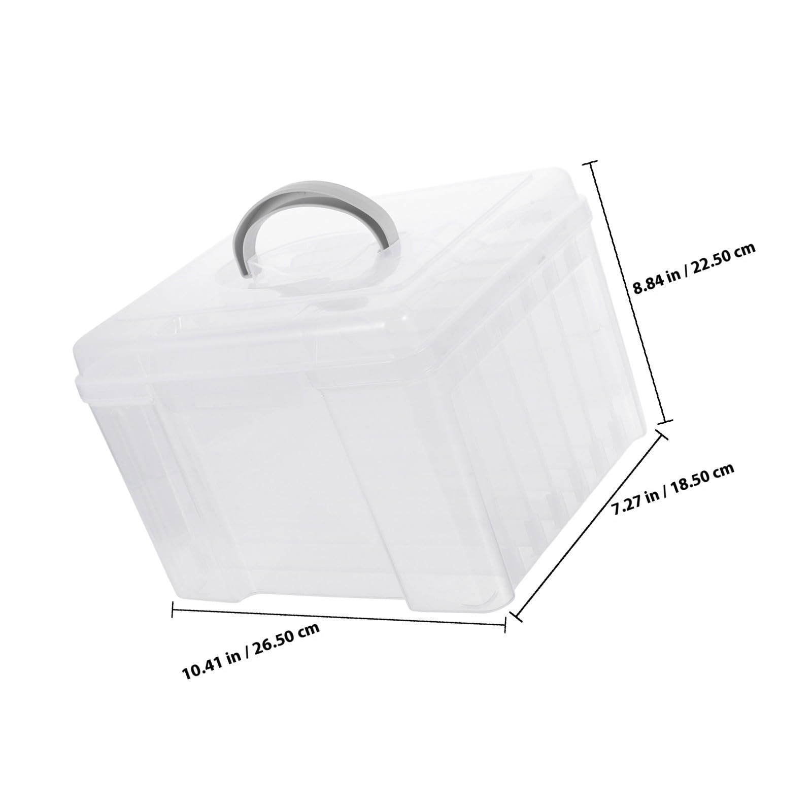 ibasenice Transparente Fotoaufbewahrungsbox mit Tragegriff Multifunktionaler Organizer für Fotos Grußkarten Aufkleber Scrapbooking material