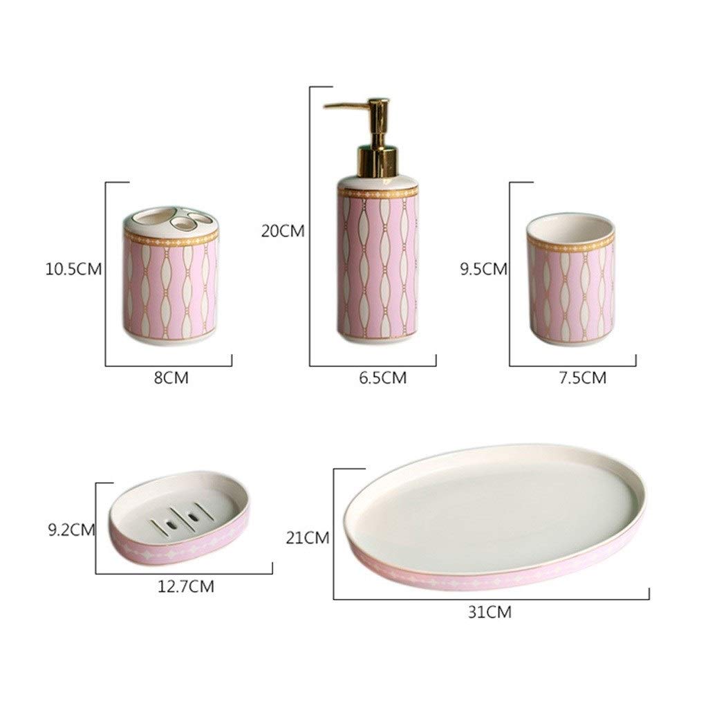 Dozownik mydła/dozownik mydła do mydła 6-częściowy artykuły gospodarstwa domowego Ceramiczne zestaw akcesoriów łazienkowych, w tym dozownik mydła Uchwyt do szczoteczki do zębów Kubek mydła i praktyczn