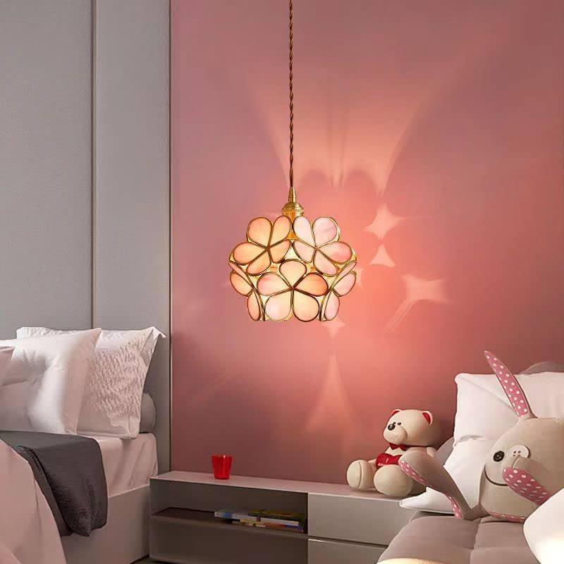 Petal chandelier ceiling light E27 lamp holder for the sun terrace of the restaurant (Pink)