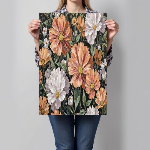 Posters de jardín cosmos para un salón elegante con diseño mural abstracto verde oscuro 6