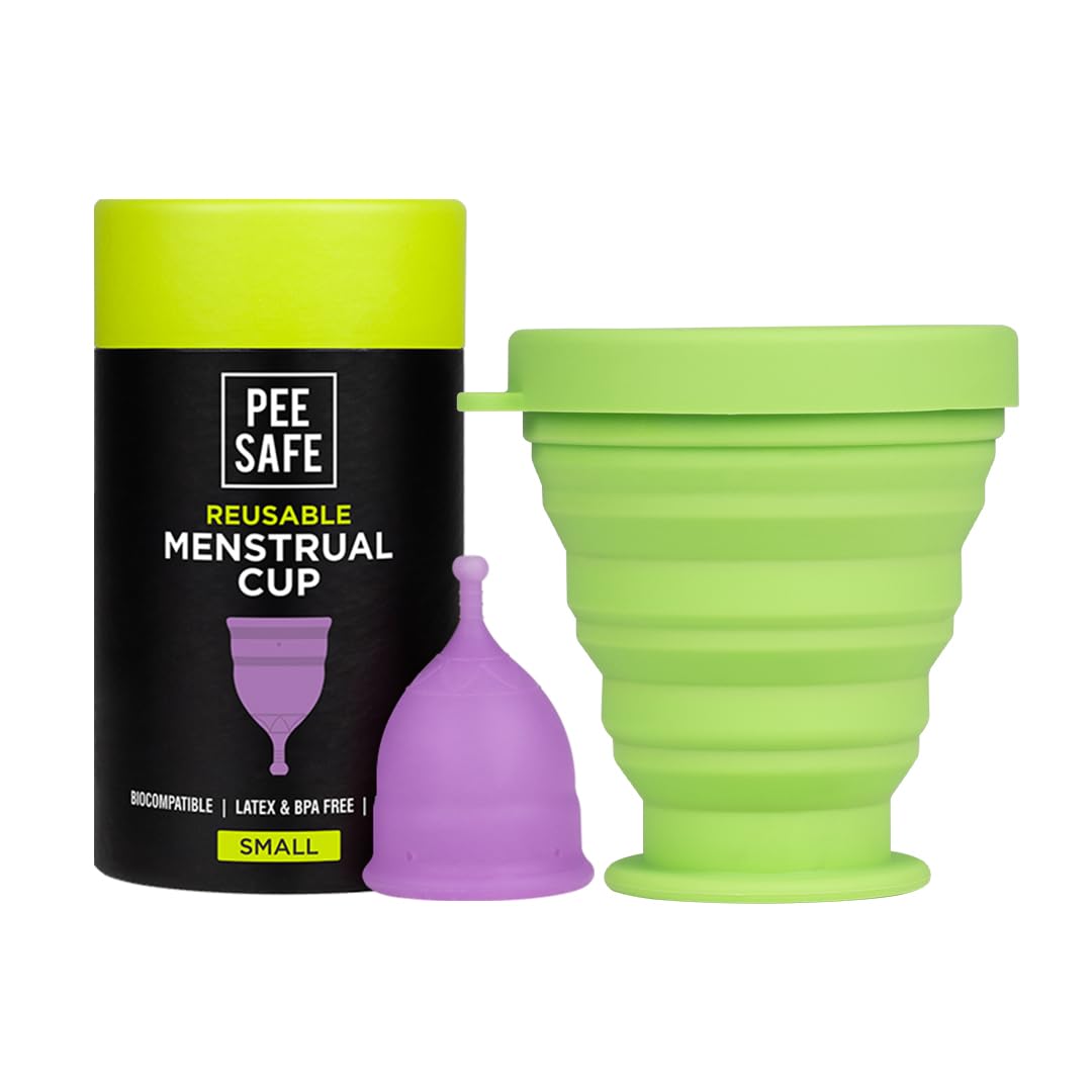 PEESAFE Menstrual Cup For Women Small Size With Pouch And Menstrual Cup Sterilizing Container Combo Medical Grade Silicone Microwaveable, Travel Friendly Sterilizer Container, Purple, Count 2-image-13