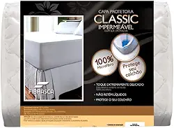Protetor de Colchão Impermeável Classic Slip Malha Solteiro Superior Fibrasca Branco 90x190