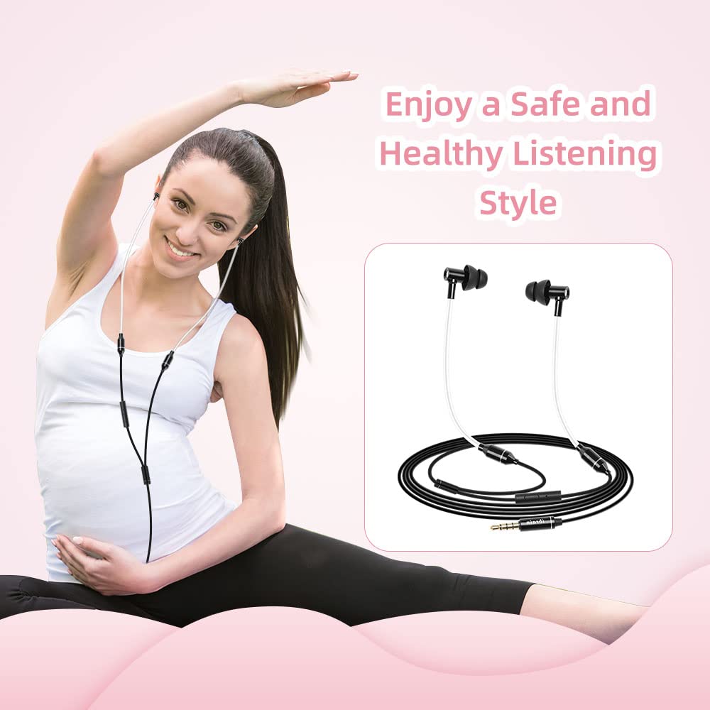 ibrain Air Tube Headphones Airtube Earbuds Wired Air Tube Headset with Microphone in Ear Airtube Earphones Noise Cancelling with Patented Technology for Safe Listening - Black