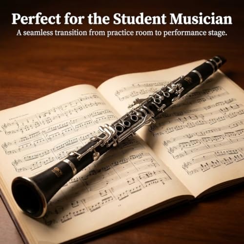 Image of GKW Professional Ebonite Bb Clarinet Set for Beginners & Intermediate Players, Silver-Plated Keys, Warm Clear Tone, Includes Hard Case, Musical Instrument for School Band
