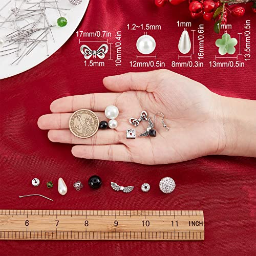 SUNNYCLUE 1 Box DIY 10 works Christmas Themed Handcraft Snowman Earrings Making Kit Angel Wing Beads for jewellery Making Czech Faceted Glass Bead Flower Shaped Glass Flower Bead Caps Adult Women - Image 3