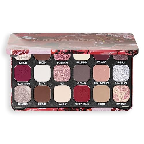 Revolution Beauty Forever Flawless Eyeshadow Palette 18 Pigmented Makeup Shades of Mattes & Shimmers Vegan & Cruelty-Free Cherry Rebel Red
