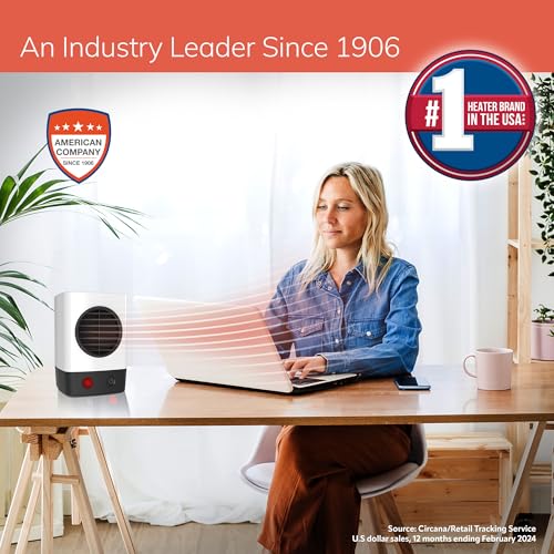Lasko MyHeat Mini Personal Ceramic Space Heater for Home, Energy Efficient, Overheat Protection for Bedrooms, Offices, 6.2 Inches, 400W, White, 201 thumbnail 2