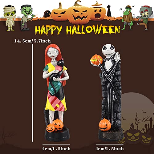 A Nightmare Before Christmas Figurines Jack Skellington Sally With Pumpkin Statues Sets Halloween Decoration Collection Gifts (2Pcs) #TOP1