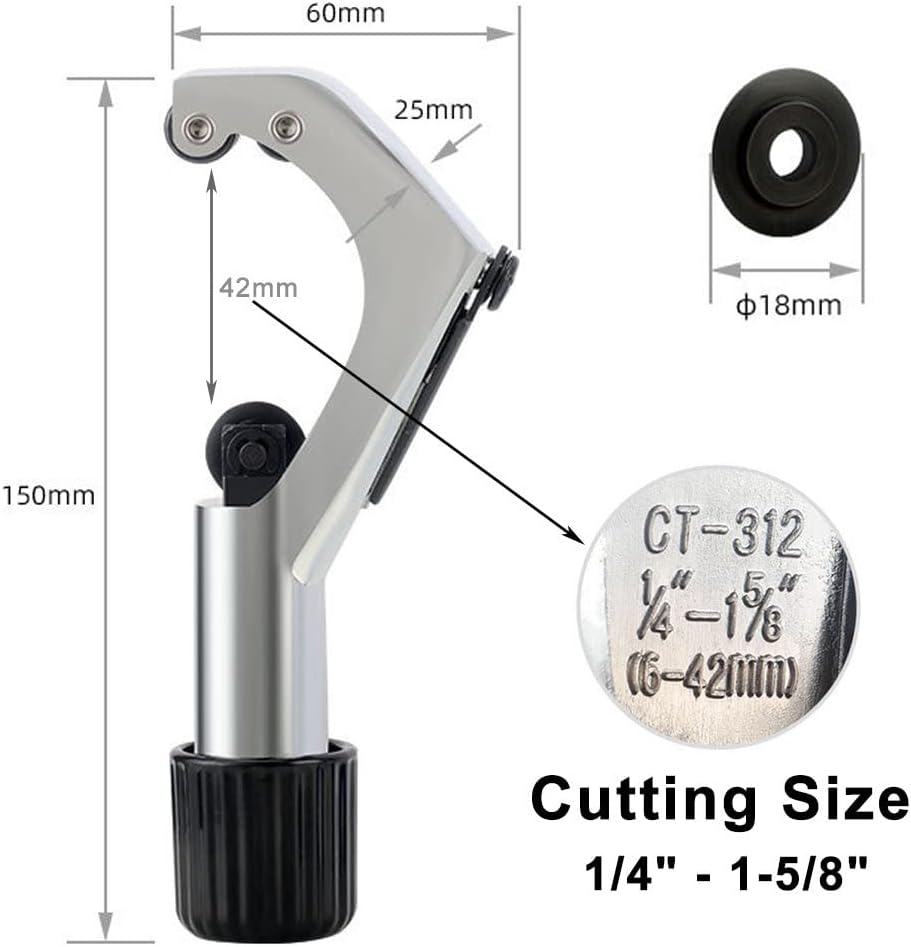 Bike Front Fork Cutter,Sinyiol Tubing Cutter 1/4"- 1-5/8" for Cutting Copper Brass Aluminum Stainless Steel PVC Plastic Tube with a Spare Blade