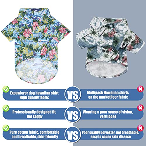 Expawlorer Dog Hawaiian Shirt - Pet Summer Polo T Shirts Apparel With Hawaiian Printed, Cool Breathable Clothes With Lapel For Small Medium Large Dog Cat #TOP4