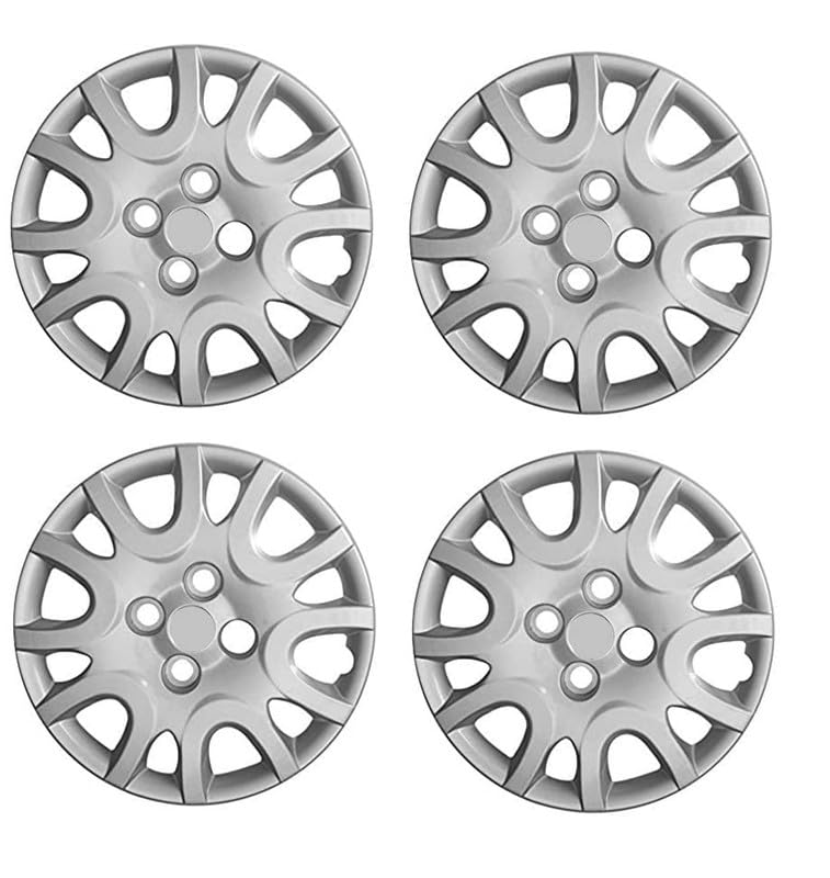 14 Inches Wheel Cover for i-20 Unbreakable Wheel Cap Cover Bolt Fitting in Compatible for i-20 Tyre Size R14 (Set of 4) (Silver)