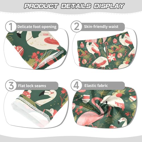 KLL Christmas Pattern with Pink Flamingo Girls Legging Casual Full Length Dance Pants Running3