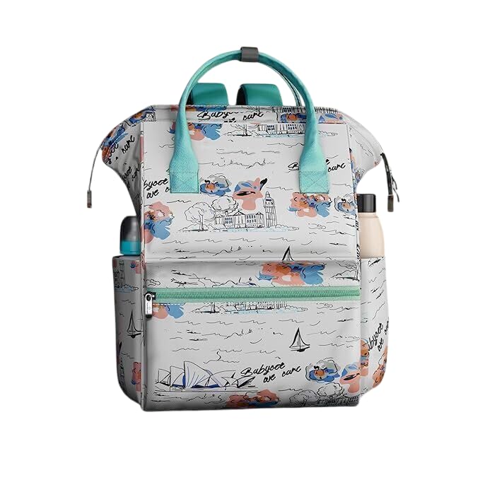 Ramyaa Mother Travel Diaper Bag | Oxford Waterproof Material | Large Storage Capacity Baby Bag with Multiple Compartments & | White & Sky Blue-picture-29