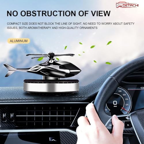 Image of DETACHI Solar Dashboard Helicopter Fragrance Diffuser, Rotating Alloy Helicopter Ornament for Car, Office, Home Decor (Random Color),Pod