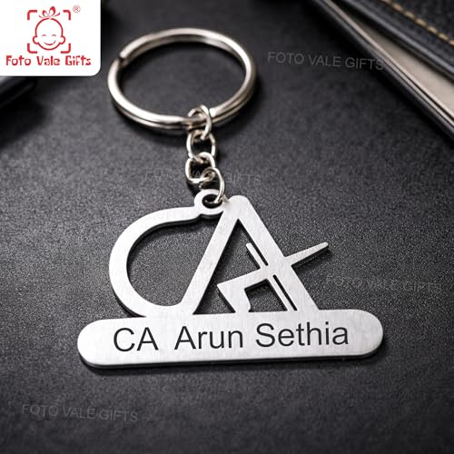 Image of Personalized Name Keychain Stainless Steel | Custom Engraved Metal Keyring for Doctor, CA, Advocate, Rider & Car Lovers | Unique Gift for Men & Women