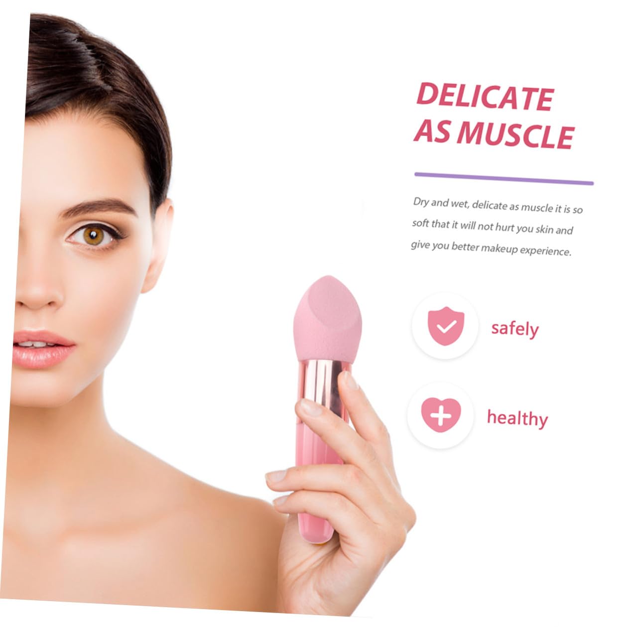 Mikikit Set 2 Pennelli Make Up Spugnetta in Lattice Porpora, Strumento Multiuso per Correttore e Blush Manico Ergonomico e Design Portatile
