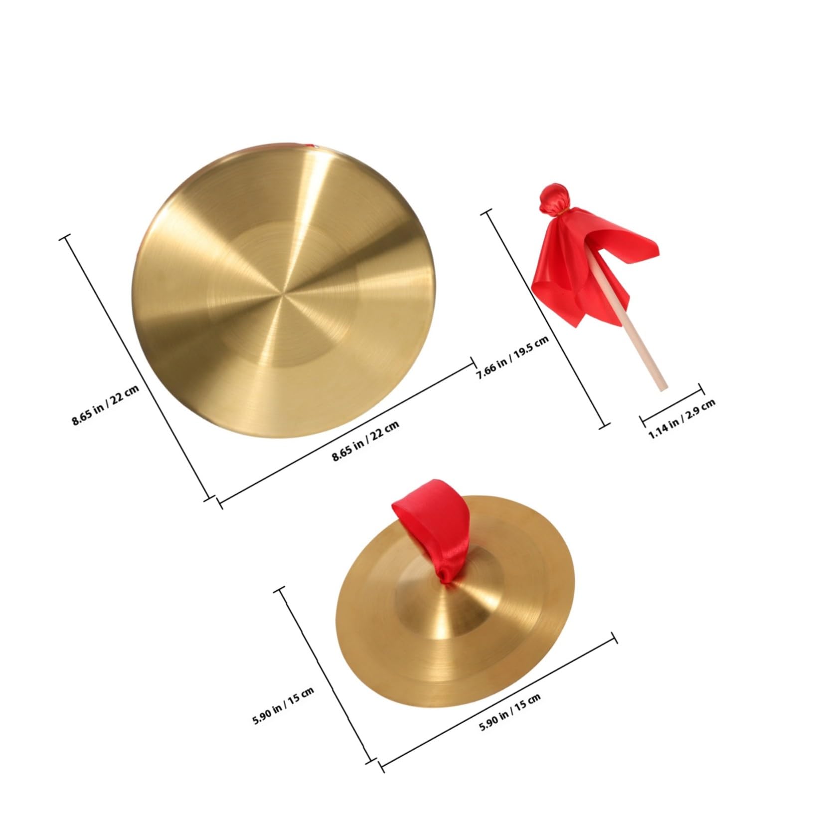 Gong Puissant en Cuivre Maillet, Instrument de Musique Chinois Facile à Transporter Manipuler, pour Orchestres et Performances Personnelles