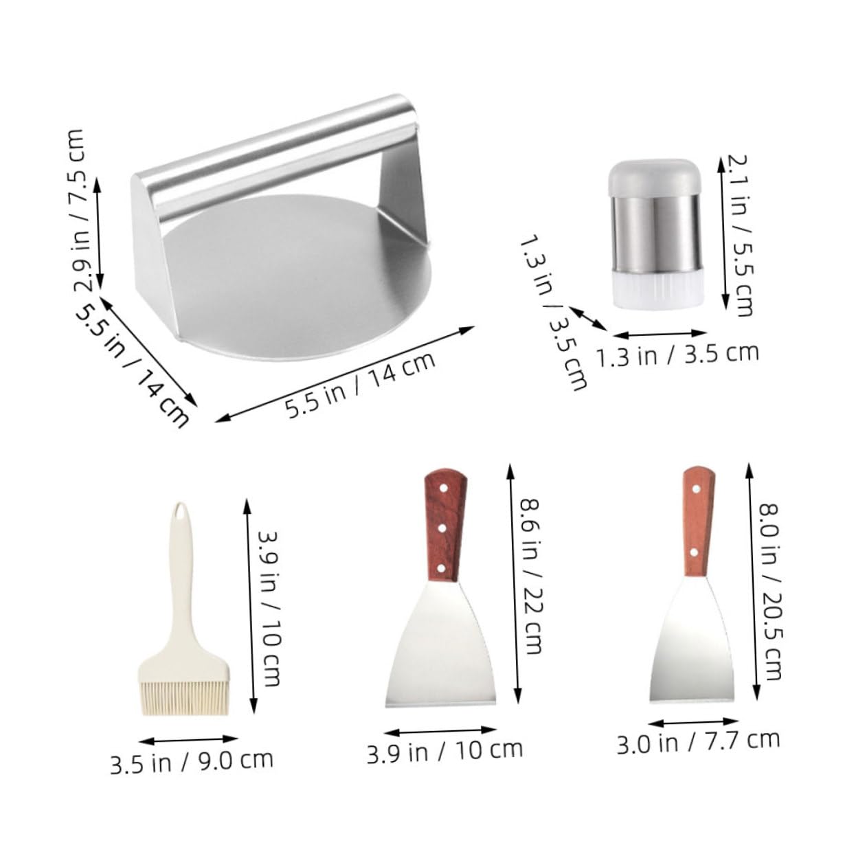 Garneck Set Utensili Barbecue in Metallo Inossidabile Spatola e Borraccia per Spezie per Cucinare All'esterno