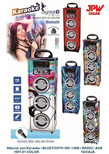 JPWonline - ALTAVOZ PORTÁTIL MINI TORRE KARAOKE USB SD RADIO FM AUX