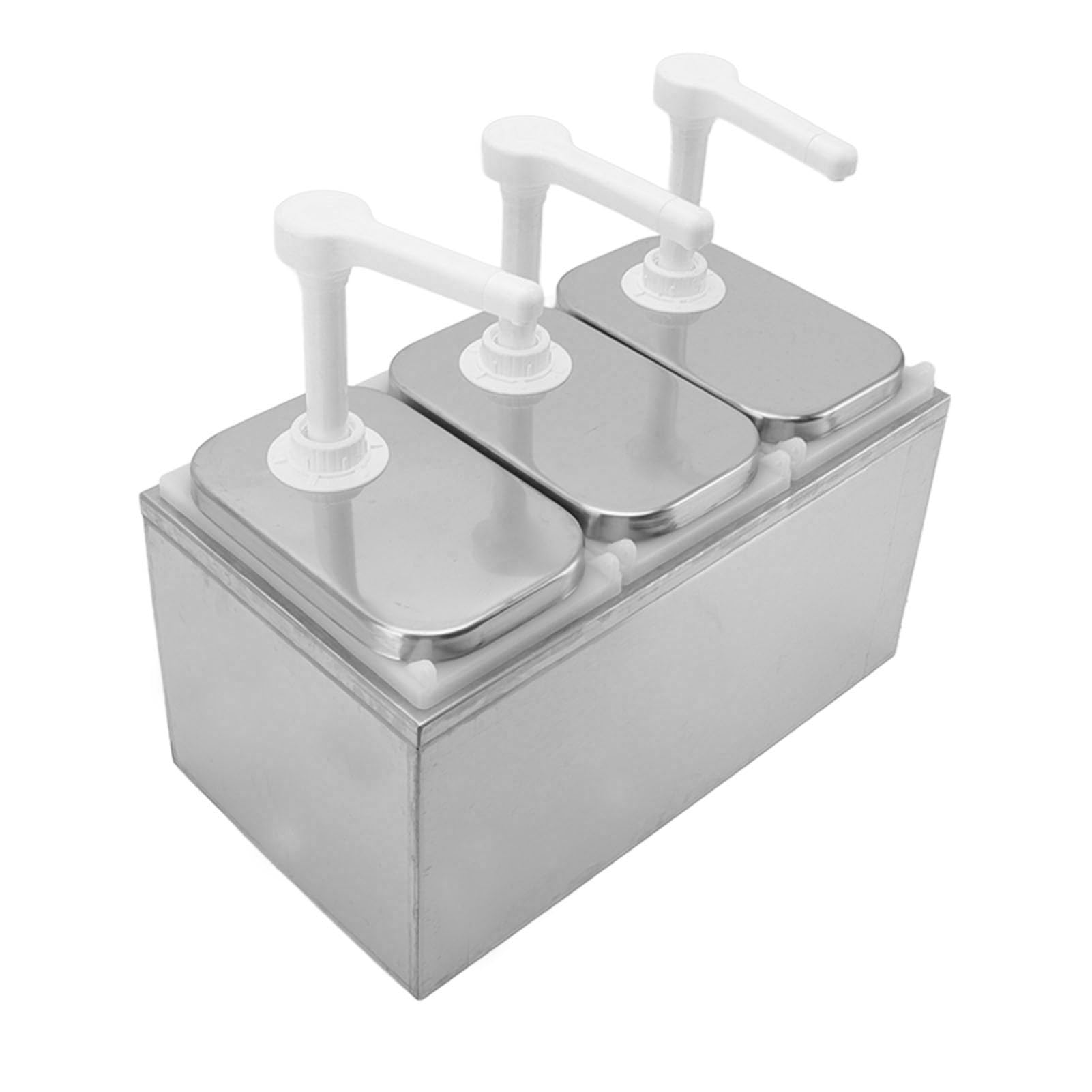 Dispensador de de plástico y acero inoxidable, estación de bombeo de especias, dispensador de para la cocina y el hogar (bomba triple de 2L)