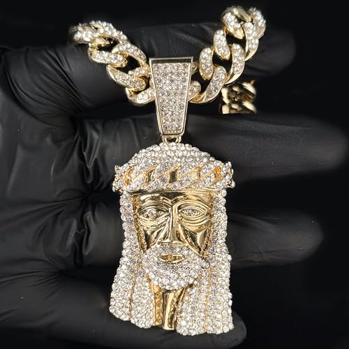 Men's Large CZ Pendant & 12mm Iced Out Cuban Necklace3