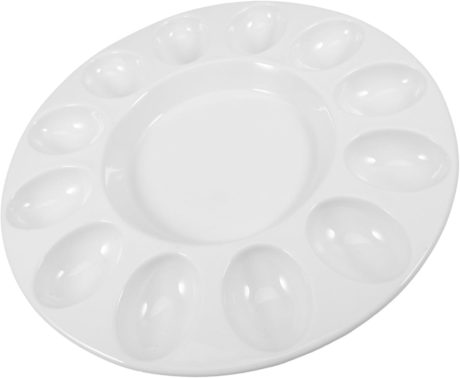 Lurrose Ceramic Easter Egg Platter for Deviled Eggs Pure White Serving Dish for Party and Dining Table