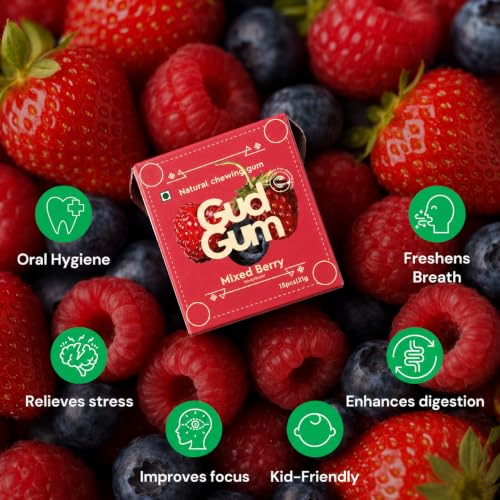 Image of Gud Gum- Natural, Plastic Free Chewing Gum -21g x 3 - Mini Pack of 3- No added artificial colours, flavours & sweeteners (3 Pack, Assorted)