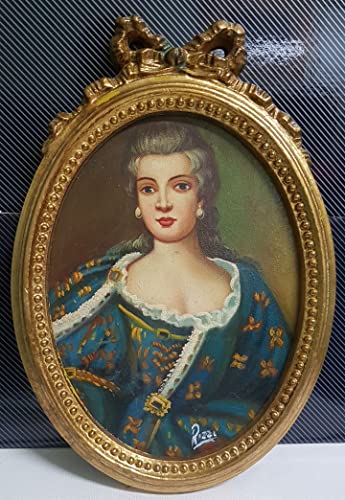 Dama Imagen Estilo 800 Pintado En Lona Marco De La Hoja Oro Con Frisos Mis.22x32 Cm Dama Imagen Estilo 800 Pintado En Lona Marco De La Hoja Oro Con Frisos Mis.22x32 Cm