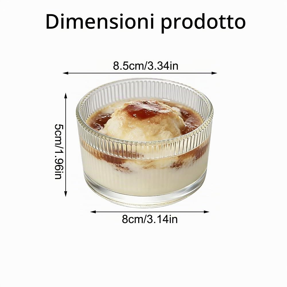FARYODI Set di 8 bicchieri da dessert trasparenti da 200 ml, piccole ciotole da dessert in vetro, per tiramisù, panna cotta, gelati, budini, yogurt, marmellate e dolci