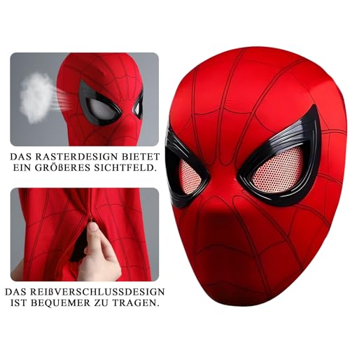 Lnxquizzic Spinnenheldenmaske, Cosplay-Maske für Teenager und Erwachsene, Spider-Maske für Teenager, Geeignet für Halloween, Maskerade, Party, Weihnachten, Cosplay(Augen beweglich)