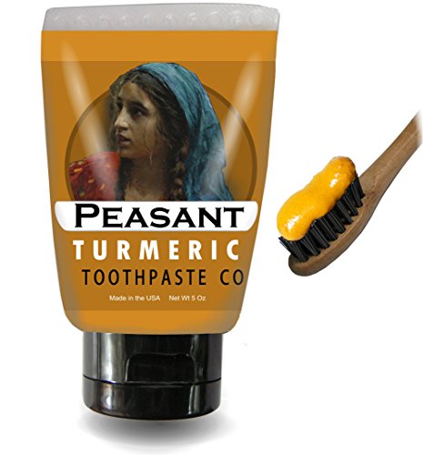 Peasant All Natural Turmeric Toothpaste with Peppermint Essential Oil for Teeth Whitening