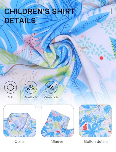 Image of Hawaiian Shirt for Boys Button Down Wrinkle Free Shirt Short Sleeve Funny Beach Casual Summer Print Top for Kids 4-15 Years