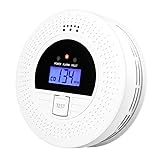 WiFi Connected Smoke & Carbon Monoxide Detector with App Control, LCD Display, 85dB Alarm, Battery Power, for Home Bedroom Hallway RV