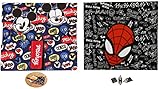Dimensiones: 46,7 x 37,5 cm. Pack de 2 Bolsas Porta Bocadillo para merienda o desayuno - Reutilizable y Ecológicos – Diseños de Mickey Mouse y Spider-Man para niños niña niño – Cole colegio parques (Pack 2: Mickey + Spider-Man)