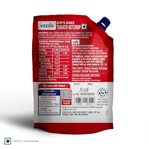 Image of Veeba Chef's Choice Tomato Ketchup (900G). (Pack of 3)