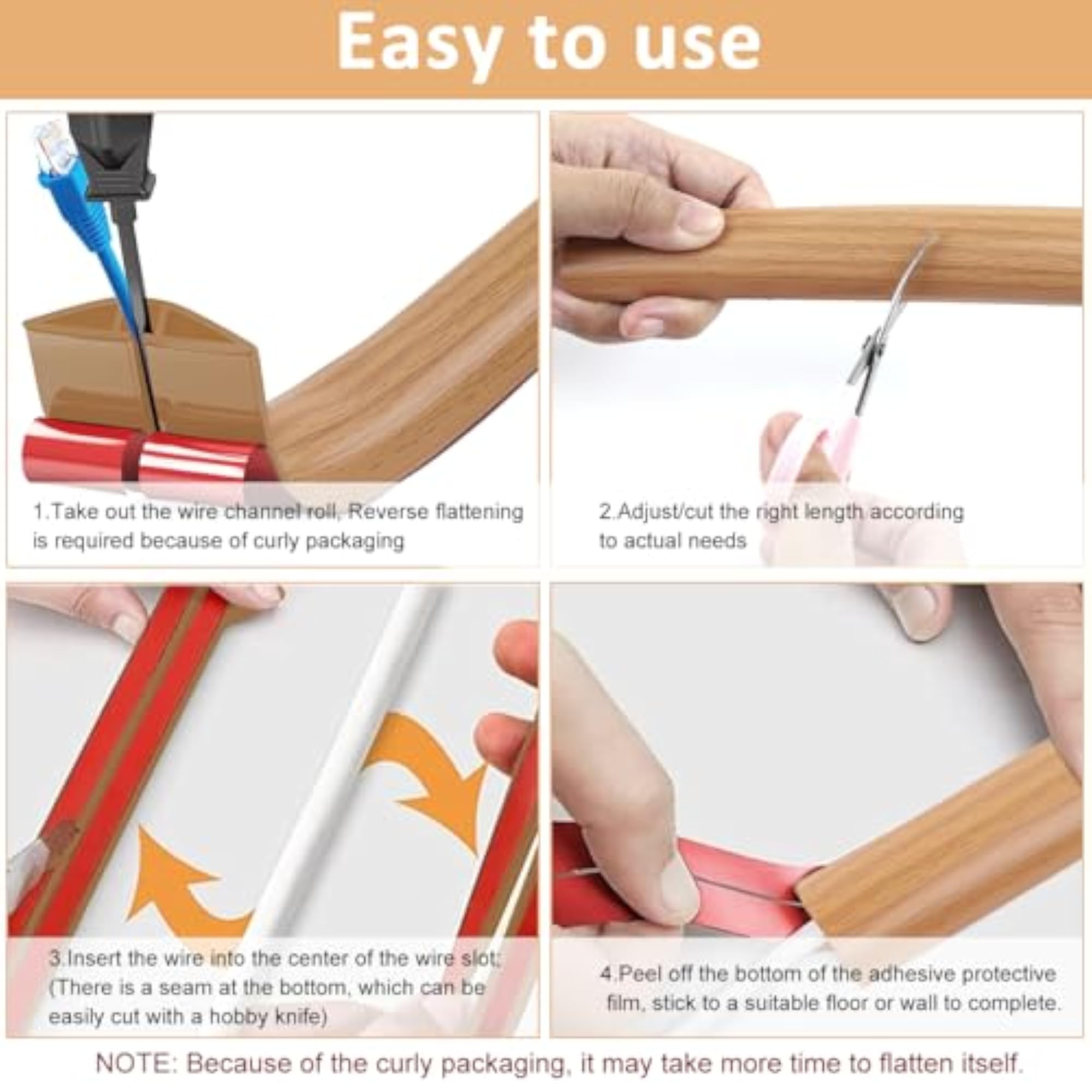 Self Adhesive Floor Cord Cover PVC Cord Hider